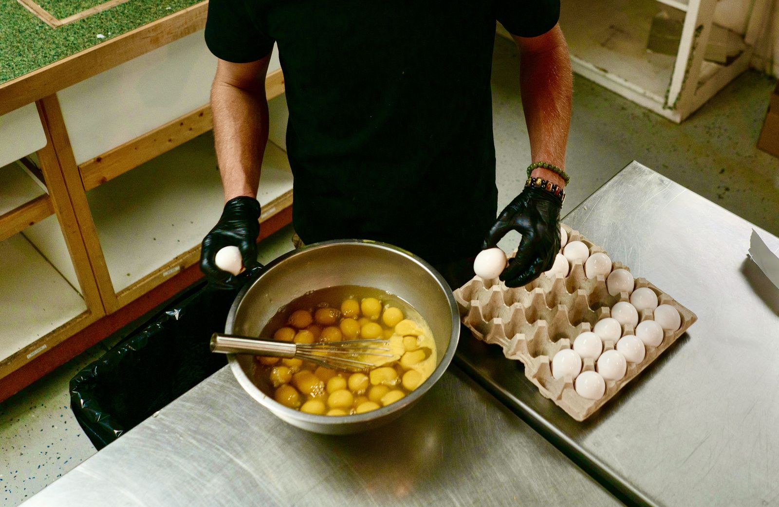 Eggs being whisked for scrambling