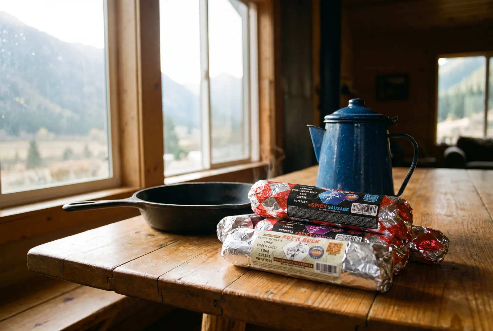 Breakfast burritos served buffet-style at a lodge retreat