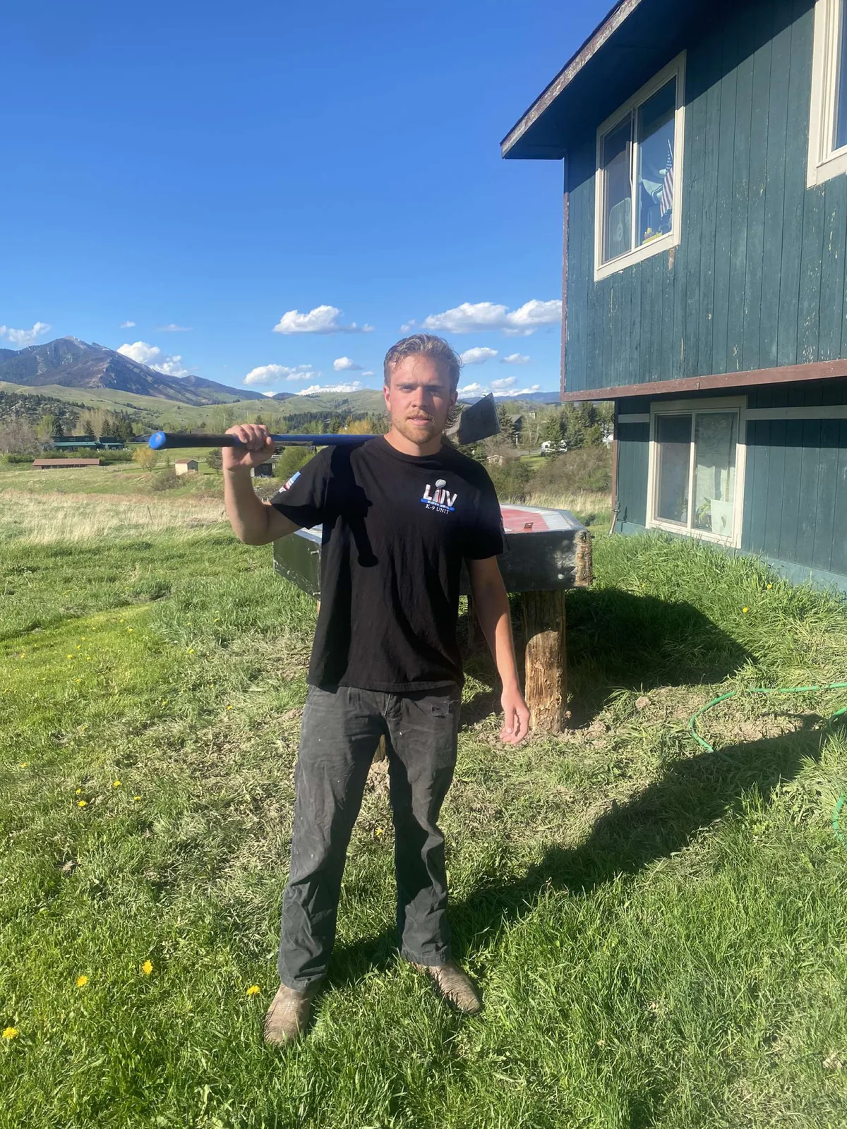 Carson out in the Gallatin Valley during his landscaping days