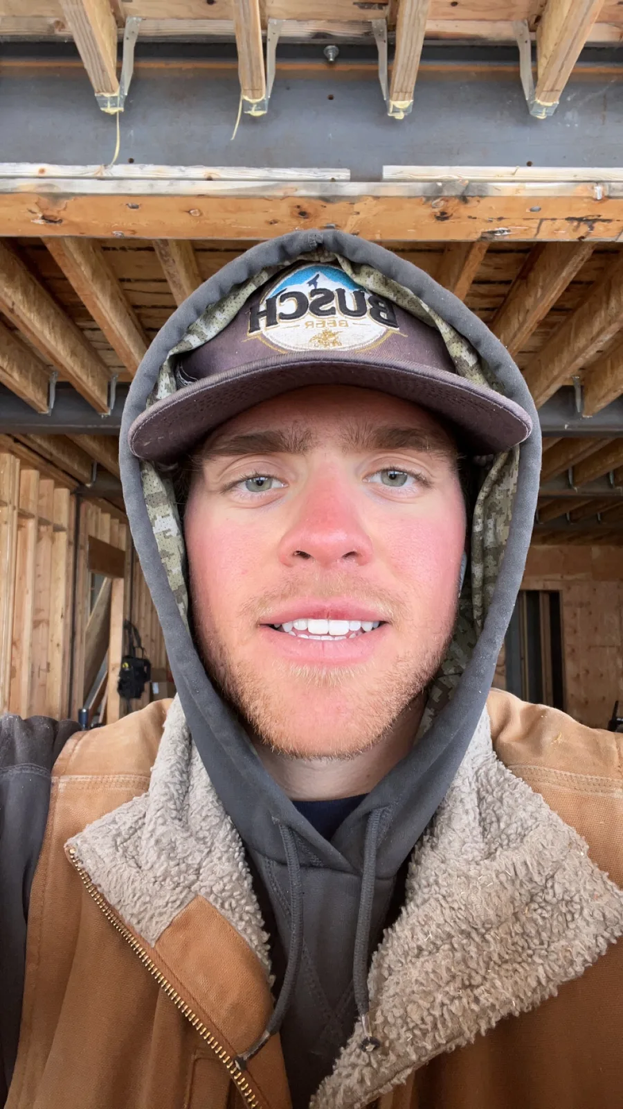 Carson in a hard hat during his carpentry years