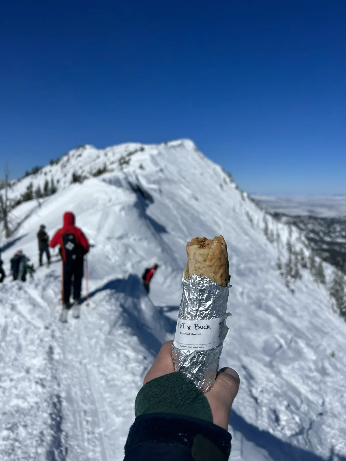 A Rut'n Buck burrito on a Montana summit